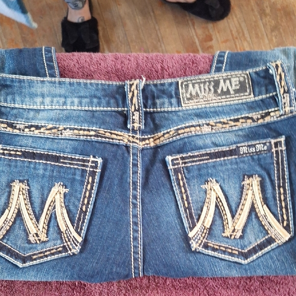 Miss Me Blue Jeans with Cream Stitching - Picture 1 of 4